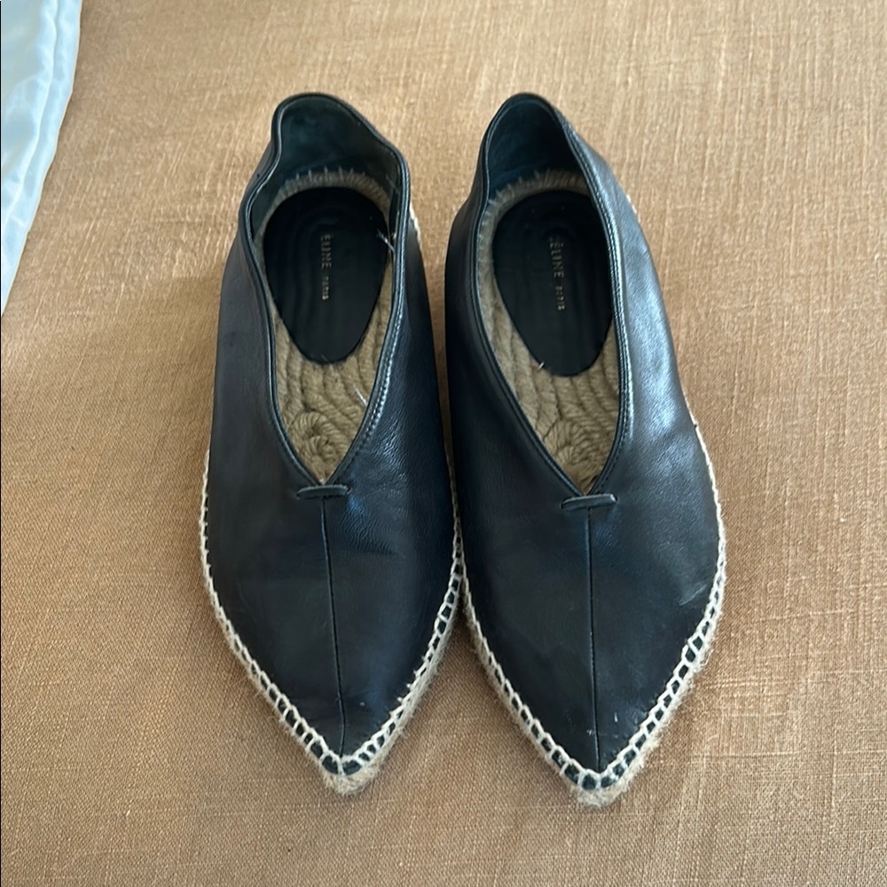 Celine Black Leather Espadrilles